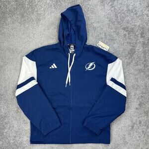 Tampa Bay Lightning Jacket Mens Medium Blue White NHL Hockey Full Zip Adidas